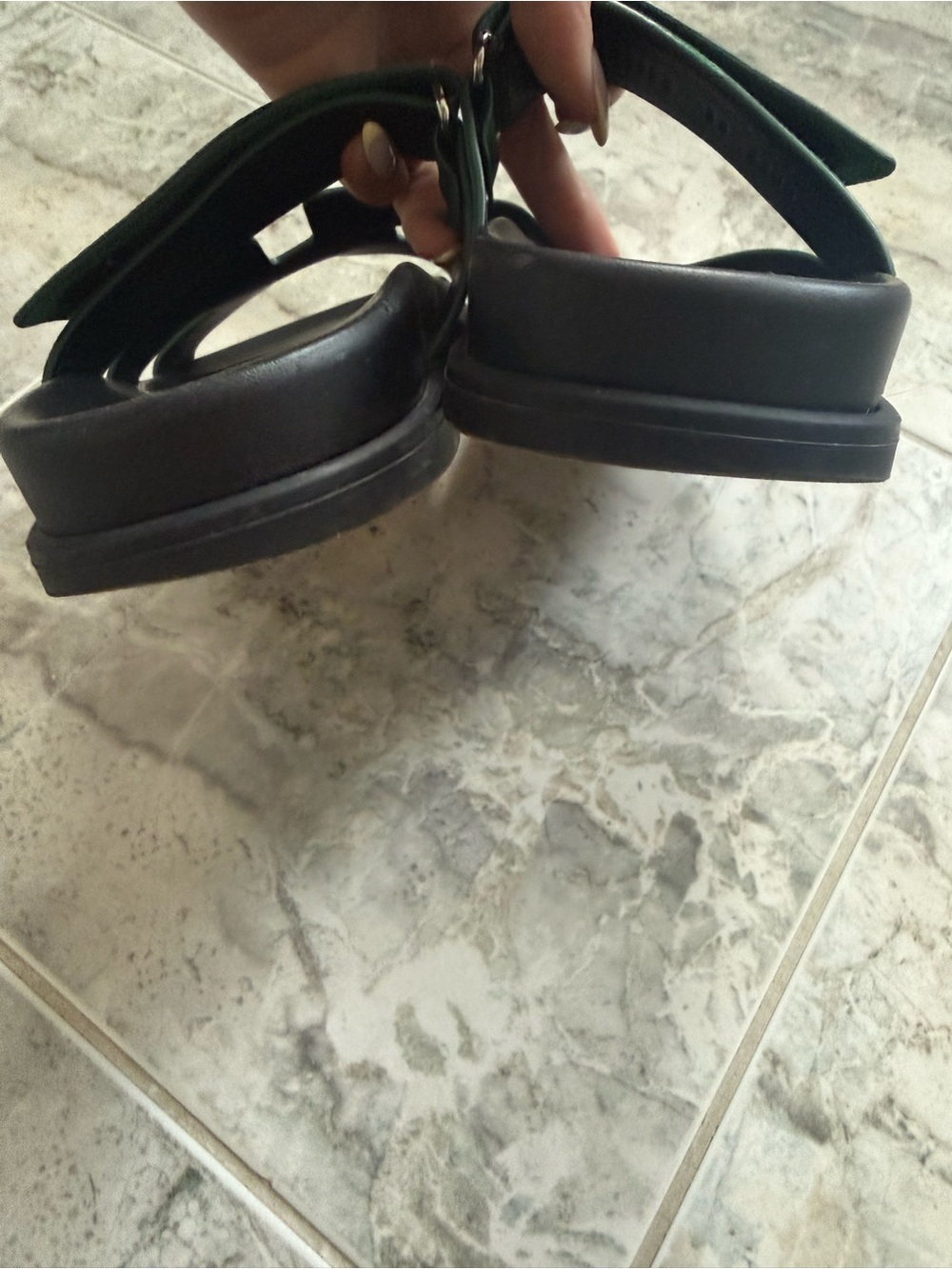 Hermes Chypre Green Suede Sandals 38 - Picture 3 of 5